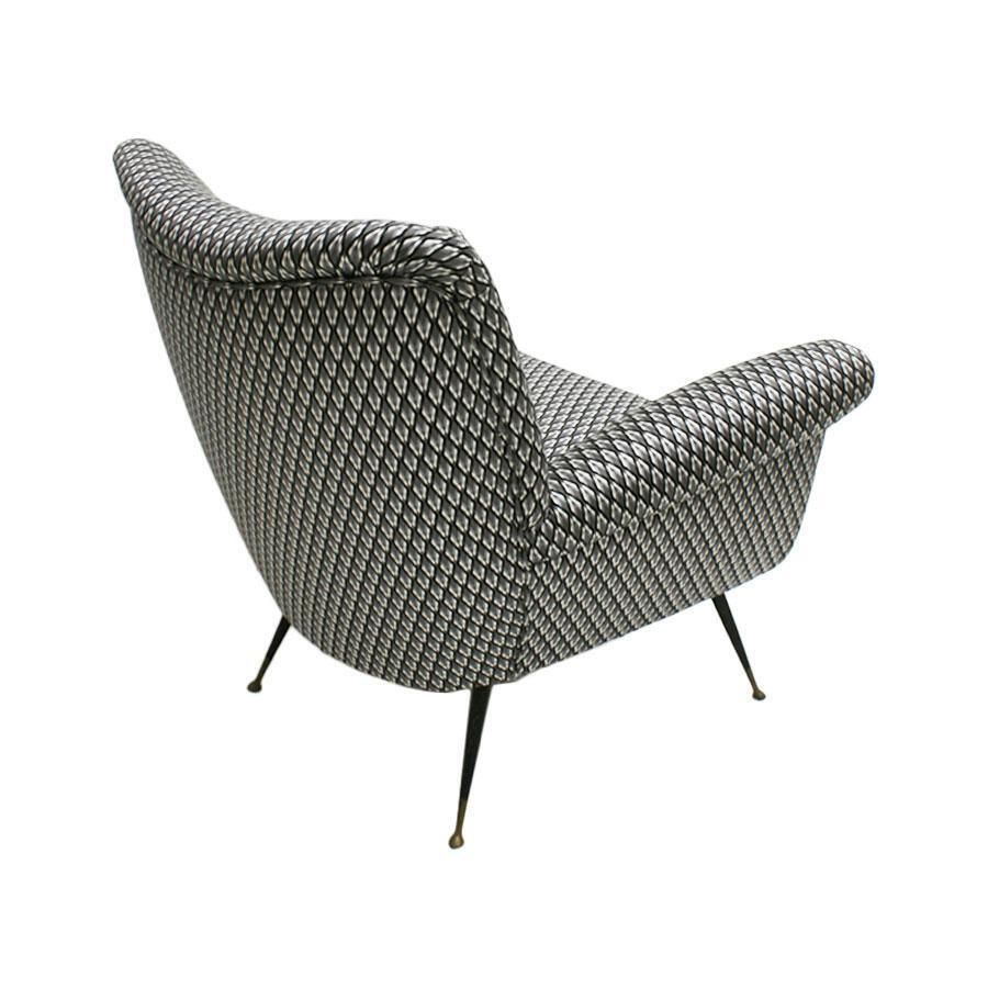 Gigi Radice Mid Century Armchair Upholstered In Serpentino Fabric photo for sale