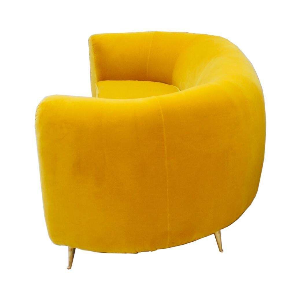 L.A. Studio Curved Yellow Sofa Of Six Seat Manufactured In Italy photo vinterior