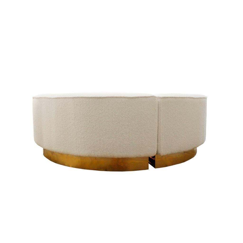 Contemporary "Koala" White Wool Bouclé Italian Ottoman Designed By L.A. Studio photo Furniture