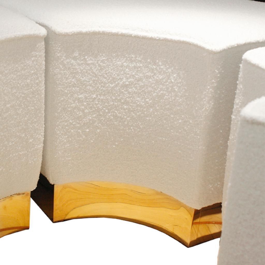 Contemporary "Koala" White Wool Bouclé Italian Ottoman Designed By L.A. Studio photo vinterior