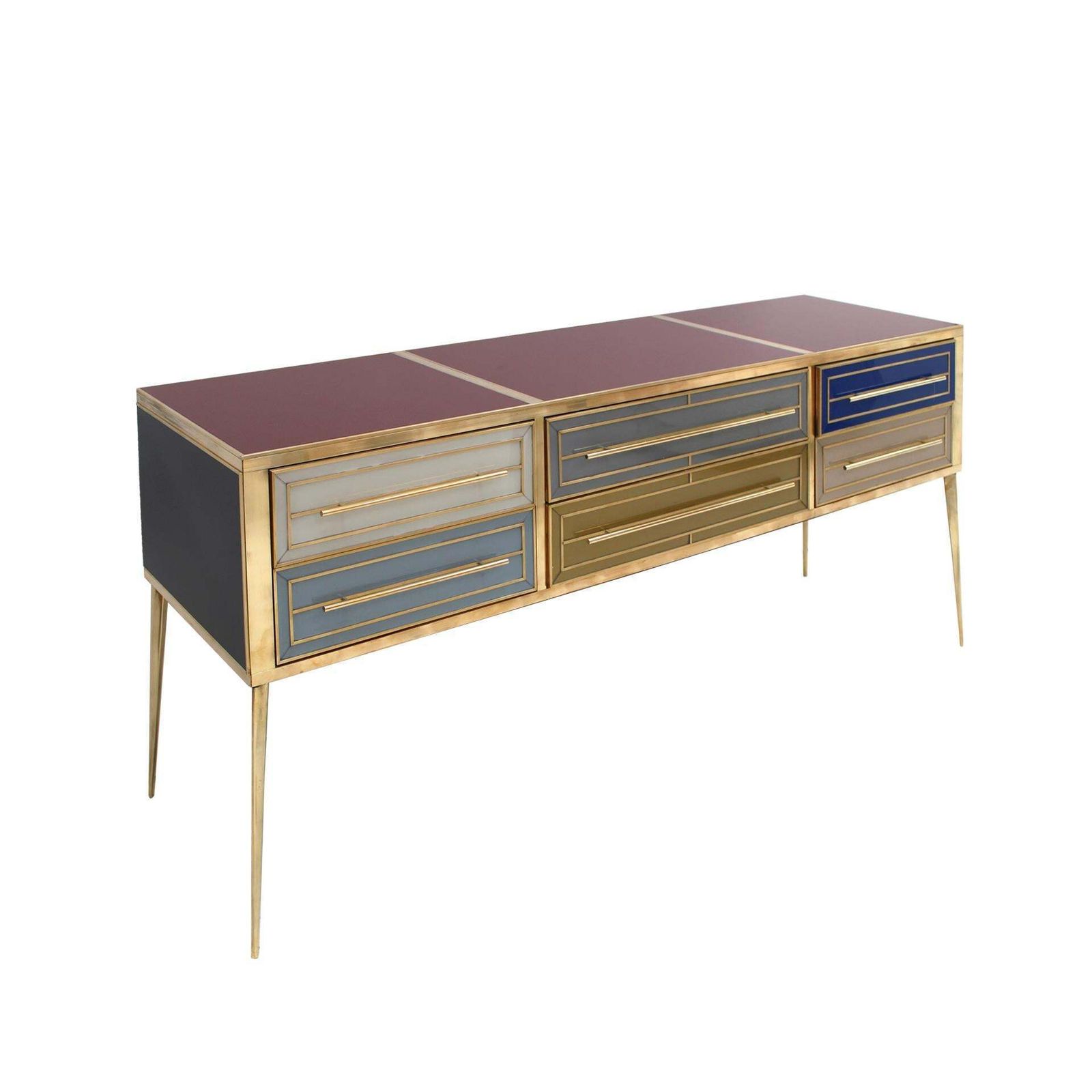 Midcentury Style Italian Sideboard Made Of Wood And Covered With Colored Glass photo furniture