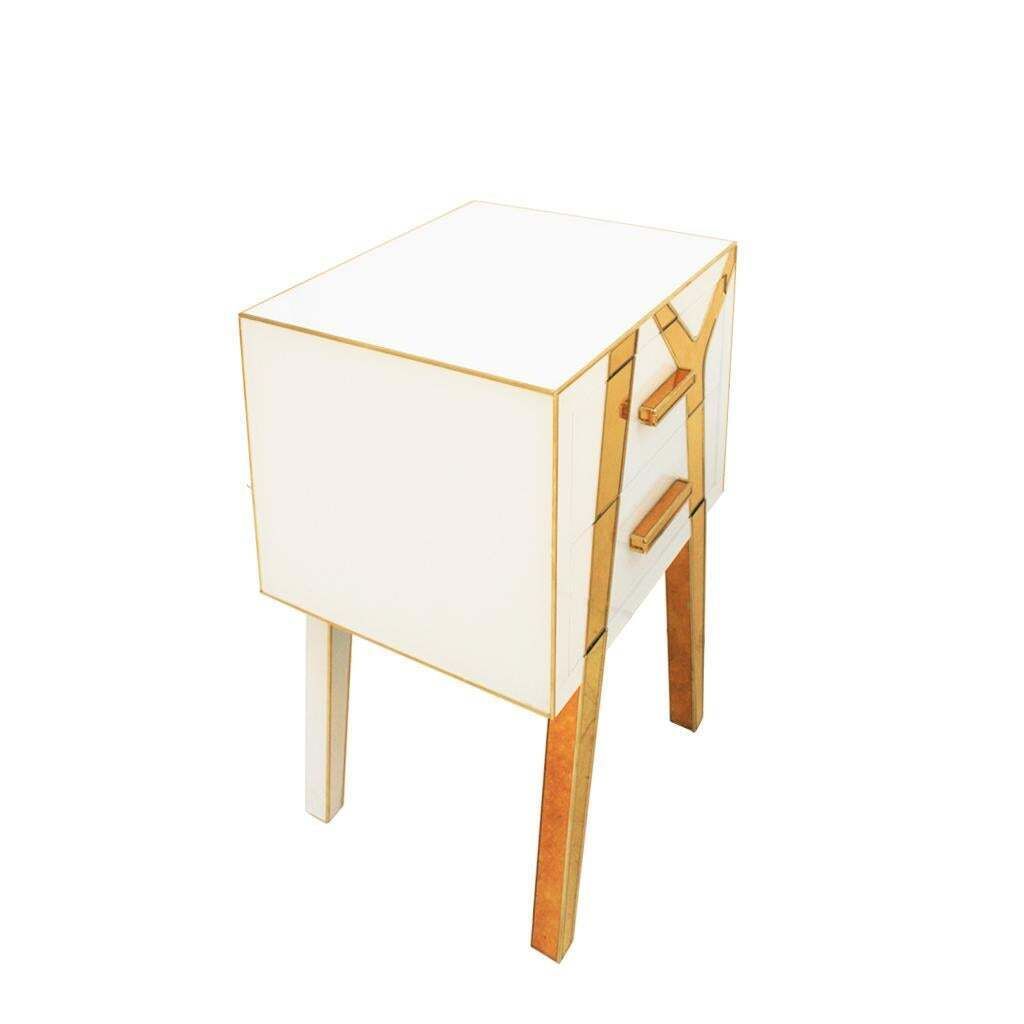 Contemporary Solid Wood And Glass Italian Pair Of Bedside Tables By L.A. Studio photo furniture