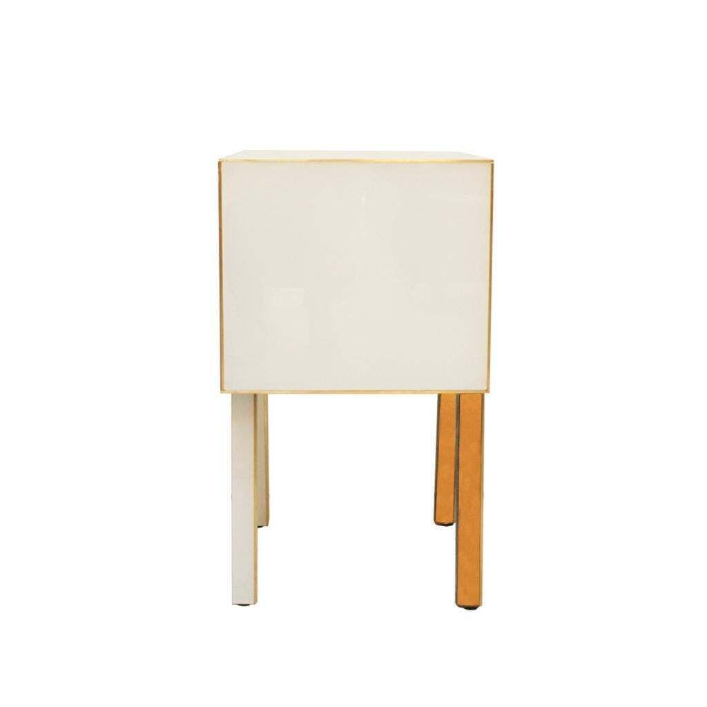 Contemporary Solid Wood And Glass Italian Pair Of Bedside Tables By L.A. Studio photo for sale