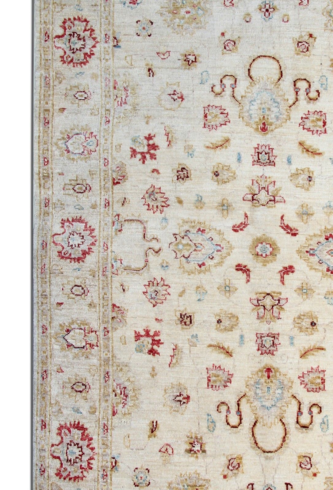 Textiles Cream Wool Area Rug, Handwoven Floral Carpet, Traditional Decor 190x128cm photo
