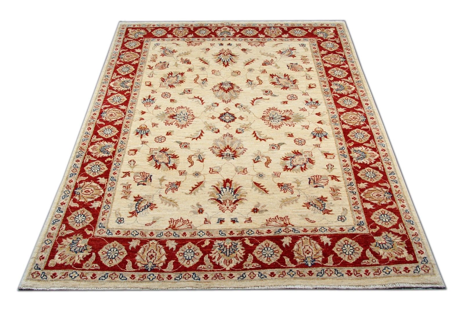 Beige & Red Ziegler Floral Oriental Rug, Traditional All Over Design 165x195 Cm photo furniture