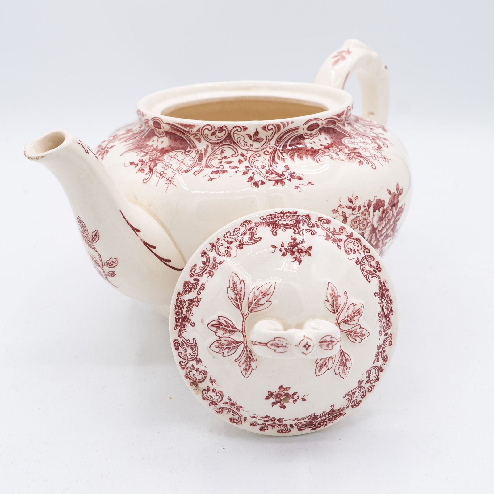 Pink Floral Transferware Tea Pot "Valeria"   Villeroy & Boch   1920s   Late Victorian / Edwardian Revival Tradition photo vinterior