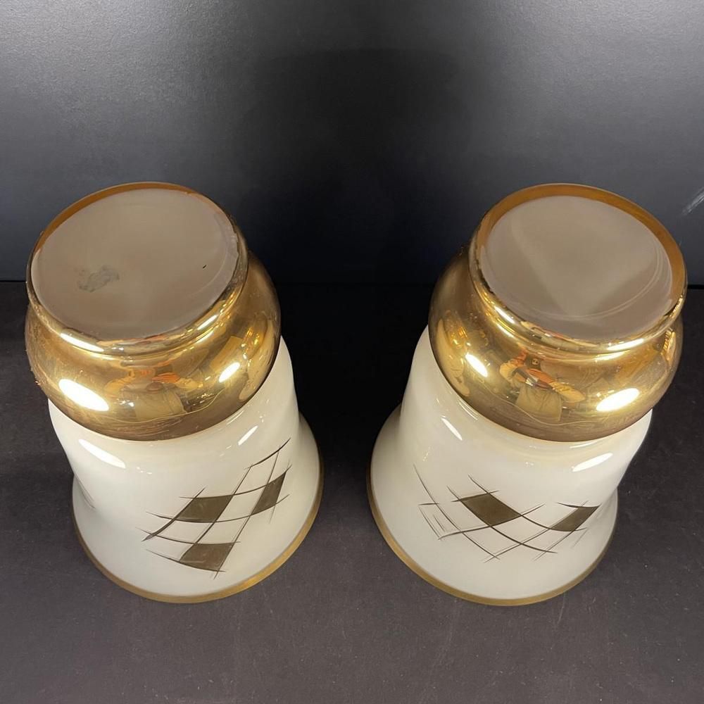 photo for sale Art Deco Golden Sandblasted Glass Vases By Verreries De Laeken, 1935, Set Of 2