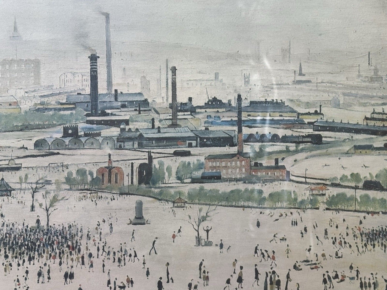 Art Sunday Afternoon "The Battle Of Life" By Laurence Steven Lowry Print On Board photo