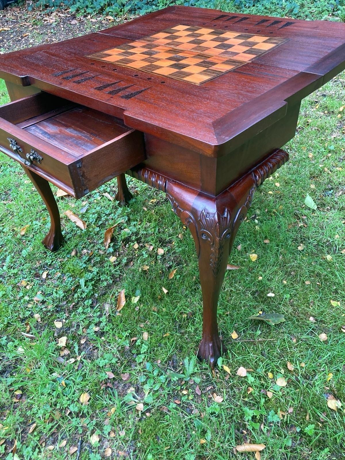 photo furniture Reproduction Chippendale Style Richly Carved Mahogany Games Table