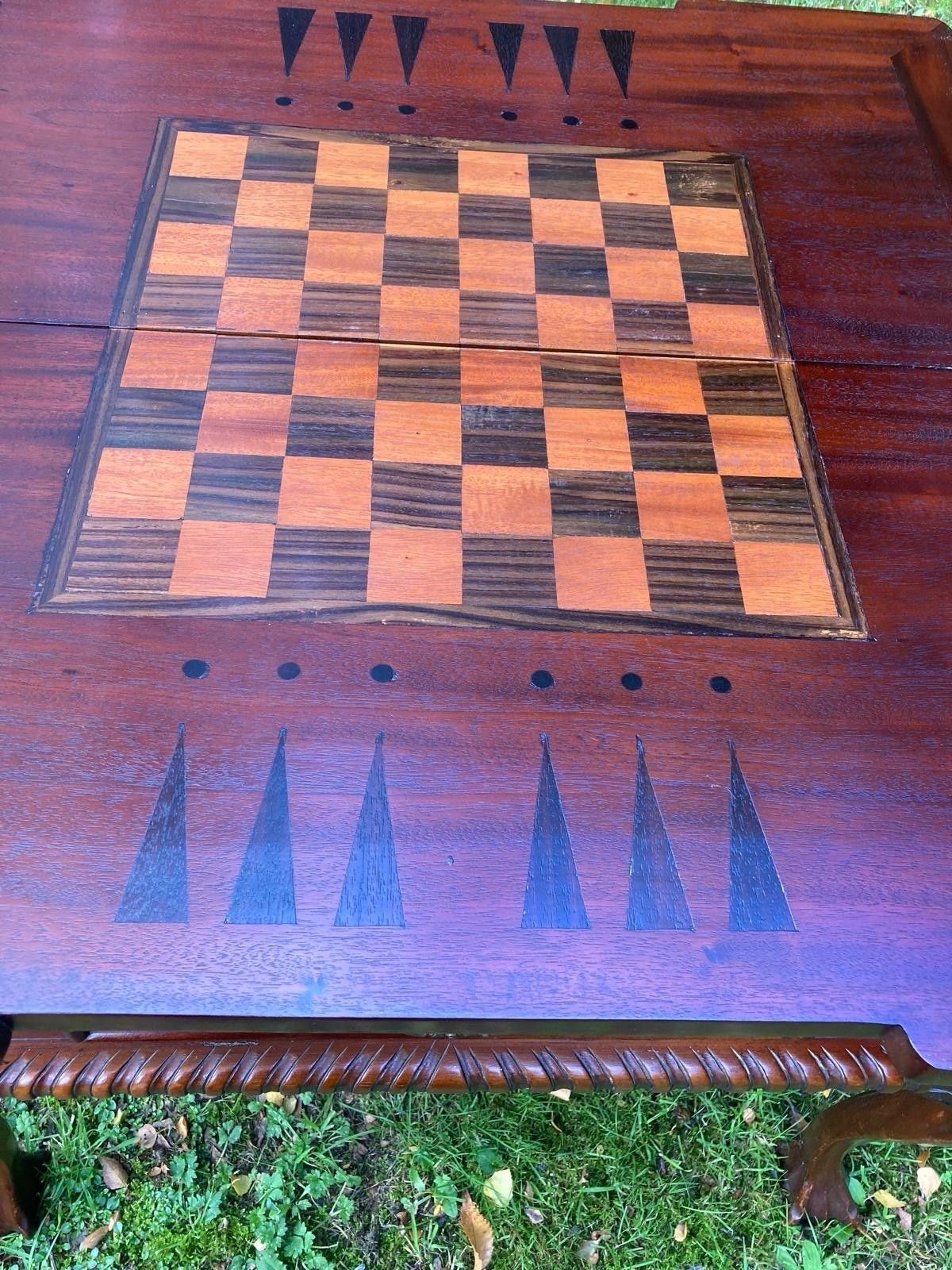 798.0 Reproduction Chippendale Style Richly Carved Mahogany Games Table photo
