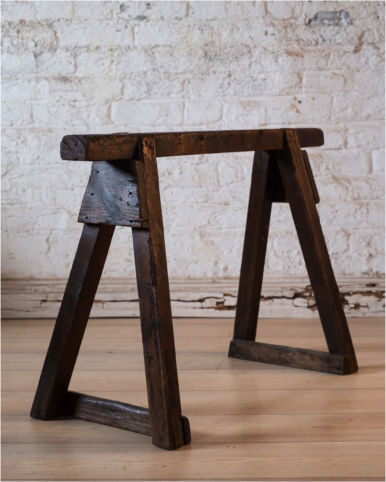 photo for sale 19th Century Scratch Built Wooden Trestle Towel Rail (910)