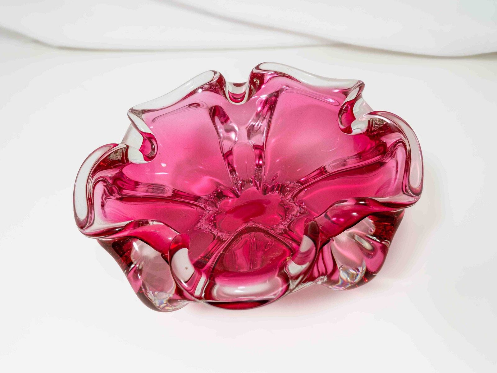 Pink Bohemian Art Glass Dish Bowl By Jozef Hospodka For Chribska Glassworks Czechoslovakia 1960s photo buy