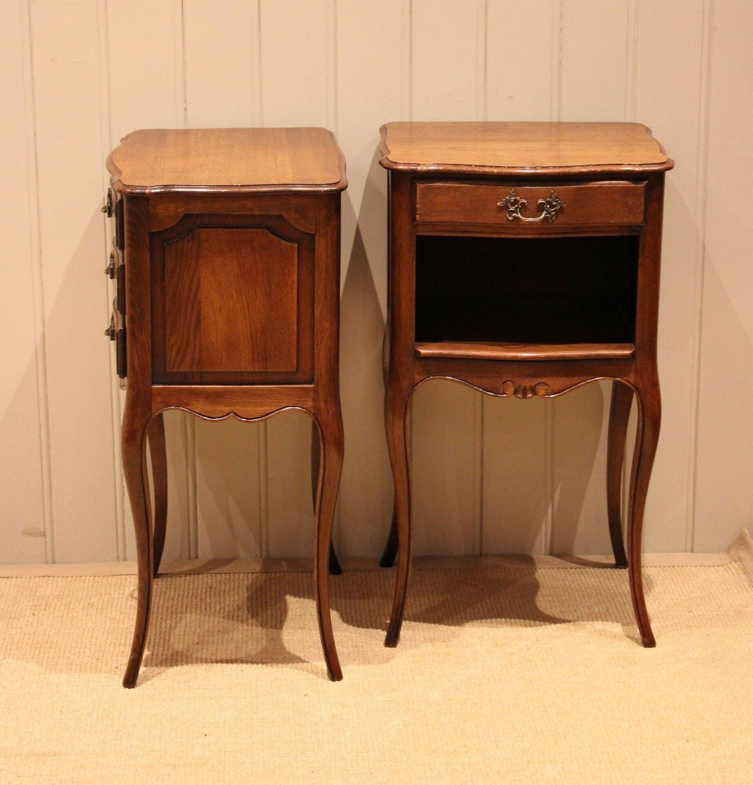 Pair Of French Oak Bedside Cabinets photo vintage