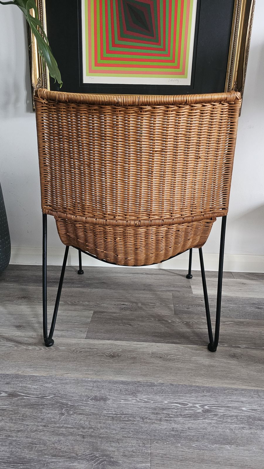Classic Mid Century Modern Chair In Wicker/ Rattan & Wrought Iron By Frederic Weinberg photo 650.0