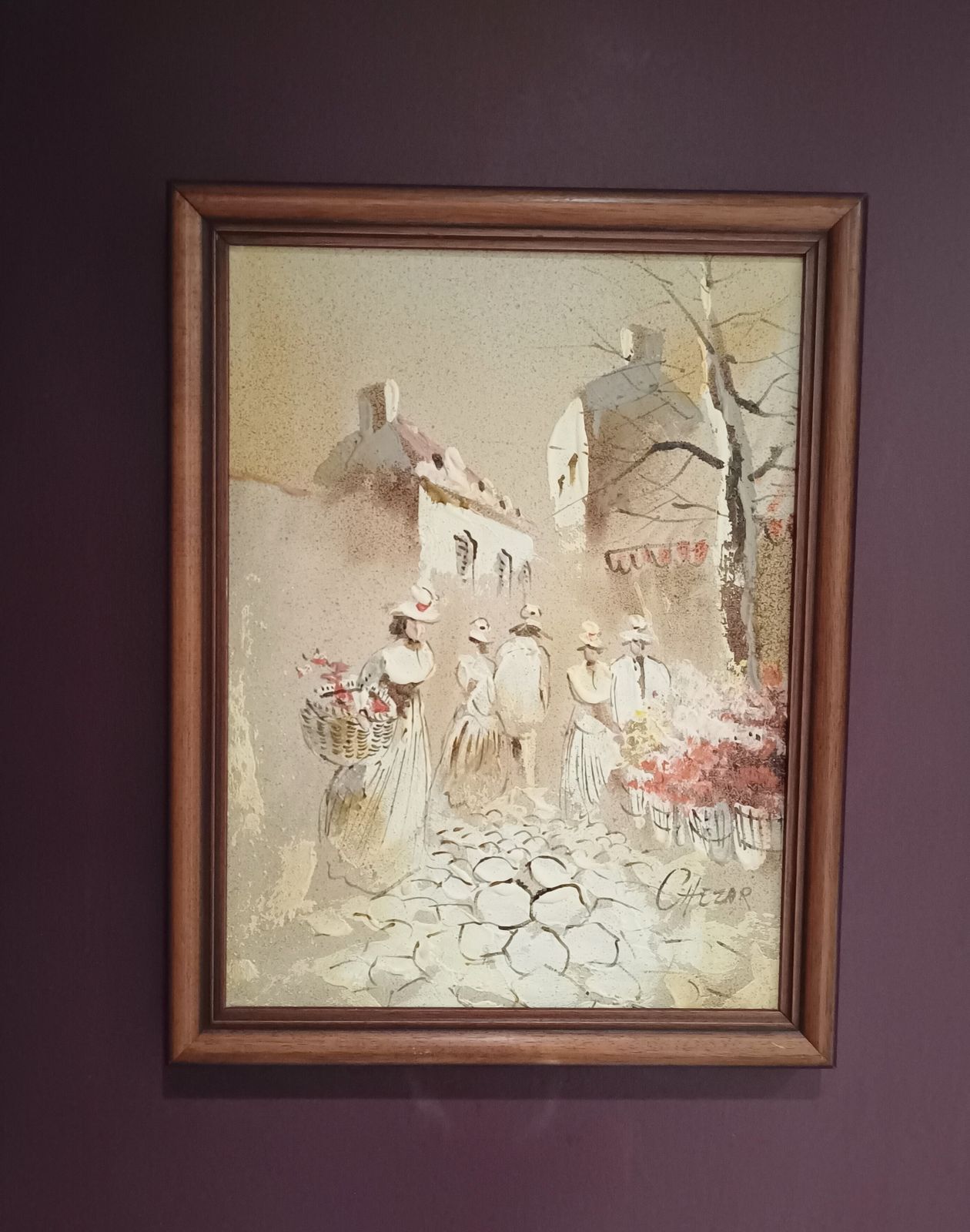 Boris Chezar Oil And Sand Painting Parisian Flower Market Impasto On Stretched Canvas. photo Art