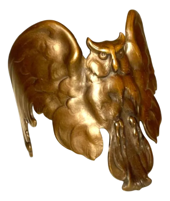 Art Nouveau Armband Uil Met Gespreide Vleugels Brons Met Koperen Patina