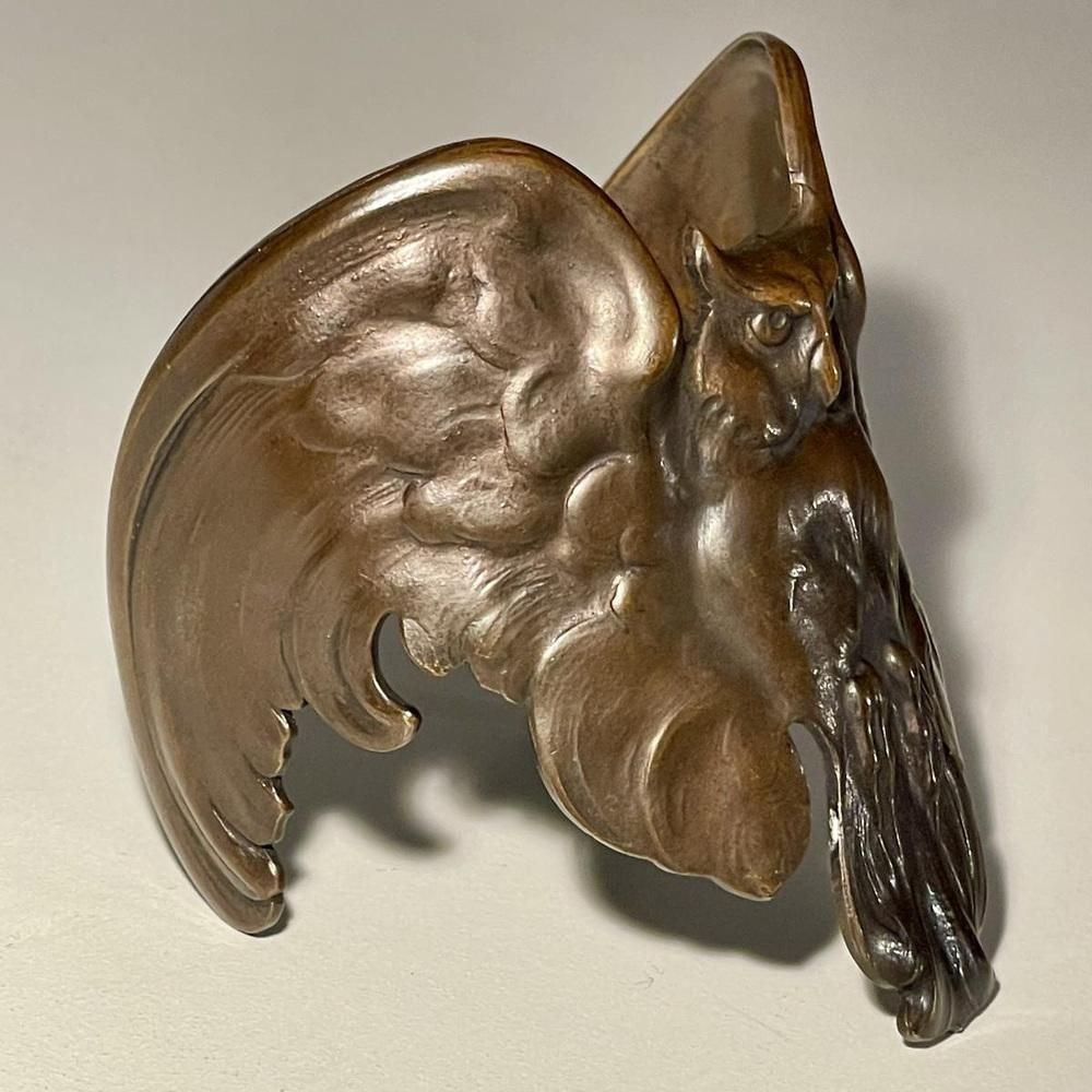 Art Nouveau Bracelet Owl With Spread Wings Bronze With Copper Patina photo buy