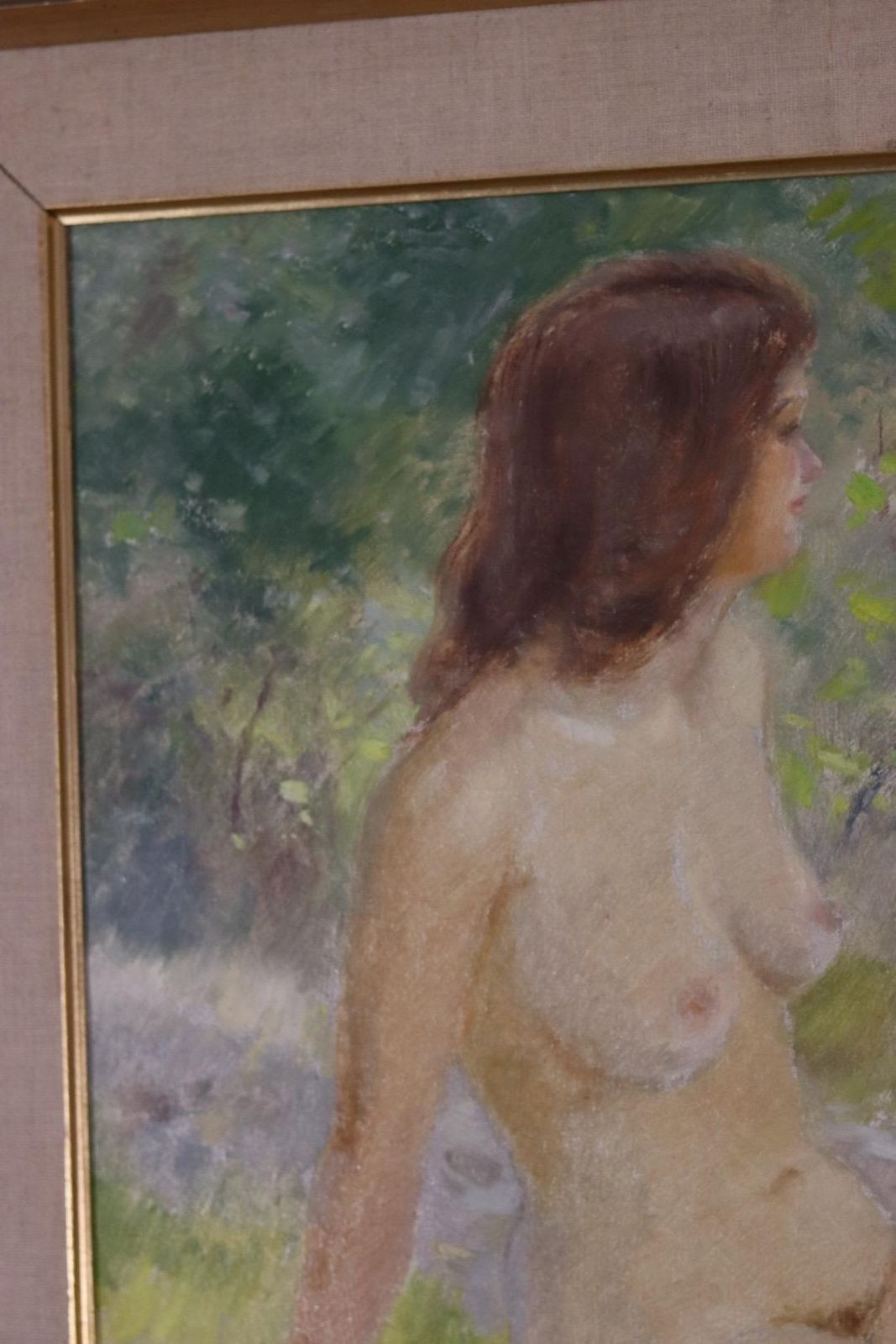 photo furniture Original Norwegian Oil On Canvas – “Sitting Woman” By Karl Vilhelm Anstensen – Signed & Framed – 66 × 74 Cm (26.0" × 29.1")