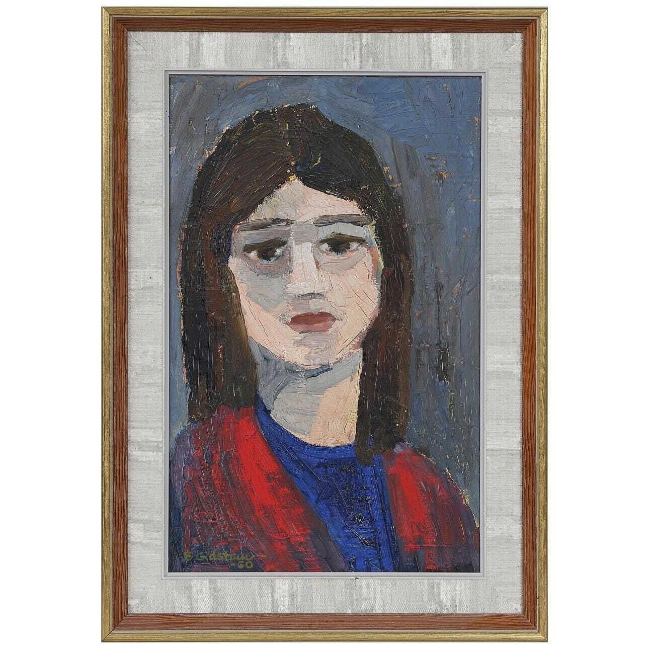 Original Swedish Oil On Canvas – “Gaze Beyond The Canvas” By Björn Gidstam – Signed & Framed – 54.5 × 38.5 Cm (21.5" × 15.2") photo for sale