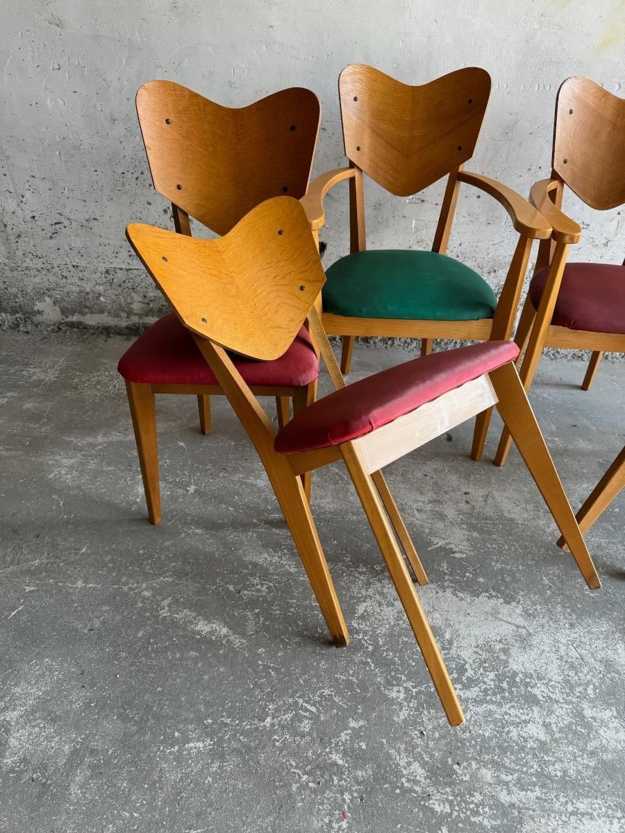 Heart Model Chairs By René Jean Caillette, France, 1950s, Set Of 6 photo furniture
