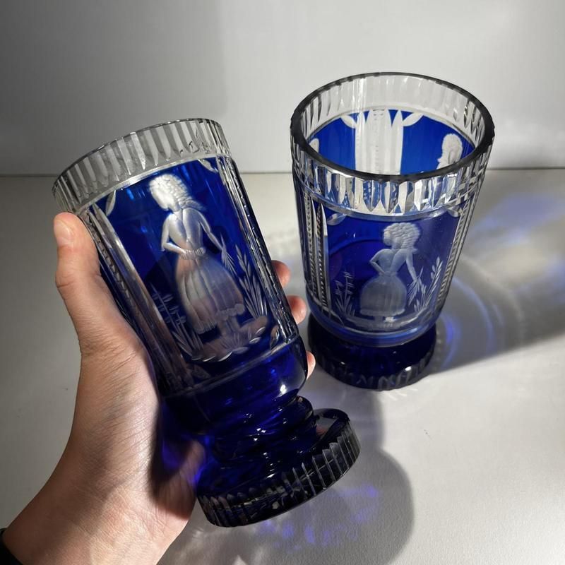 Woonaccessoires Boheems Kristallen Glazen, 1900, Set Van 2 photo