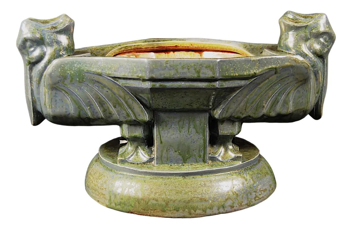 Art Deco Pelican Planter In Bouffioulx Stoneware By Roger Guerin, 1925