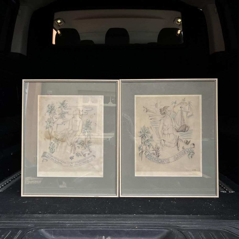 photo vinterior Leon Navez, R Vivier & A Marin, Engravings, Set Of 2