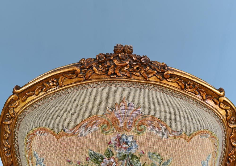 Pair French Armchairs Louis XV Gilt Fauteuil Needlepoint photo vinterior
