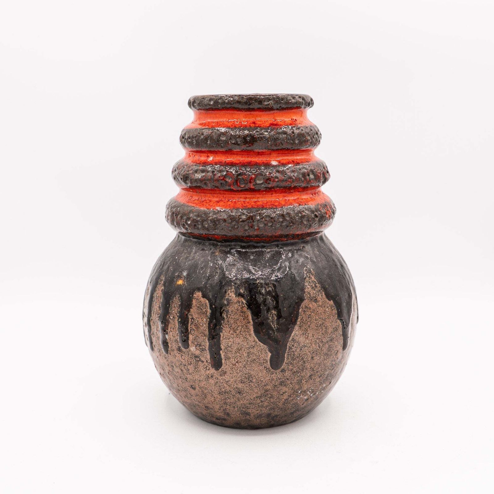 Orange Band & Black Lava Drip   Scheurich 269 22   West Germany, 1970s photo for sale