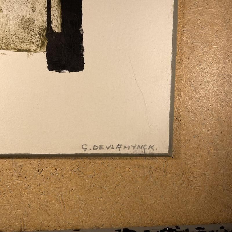 Georges (Géo) De Vlamynck, Abstracte Compositie, Olie Op Paneel, Jaren 1960 photo vinterior