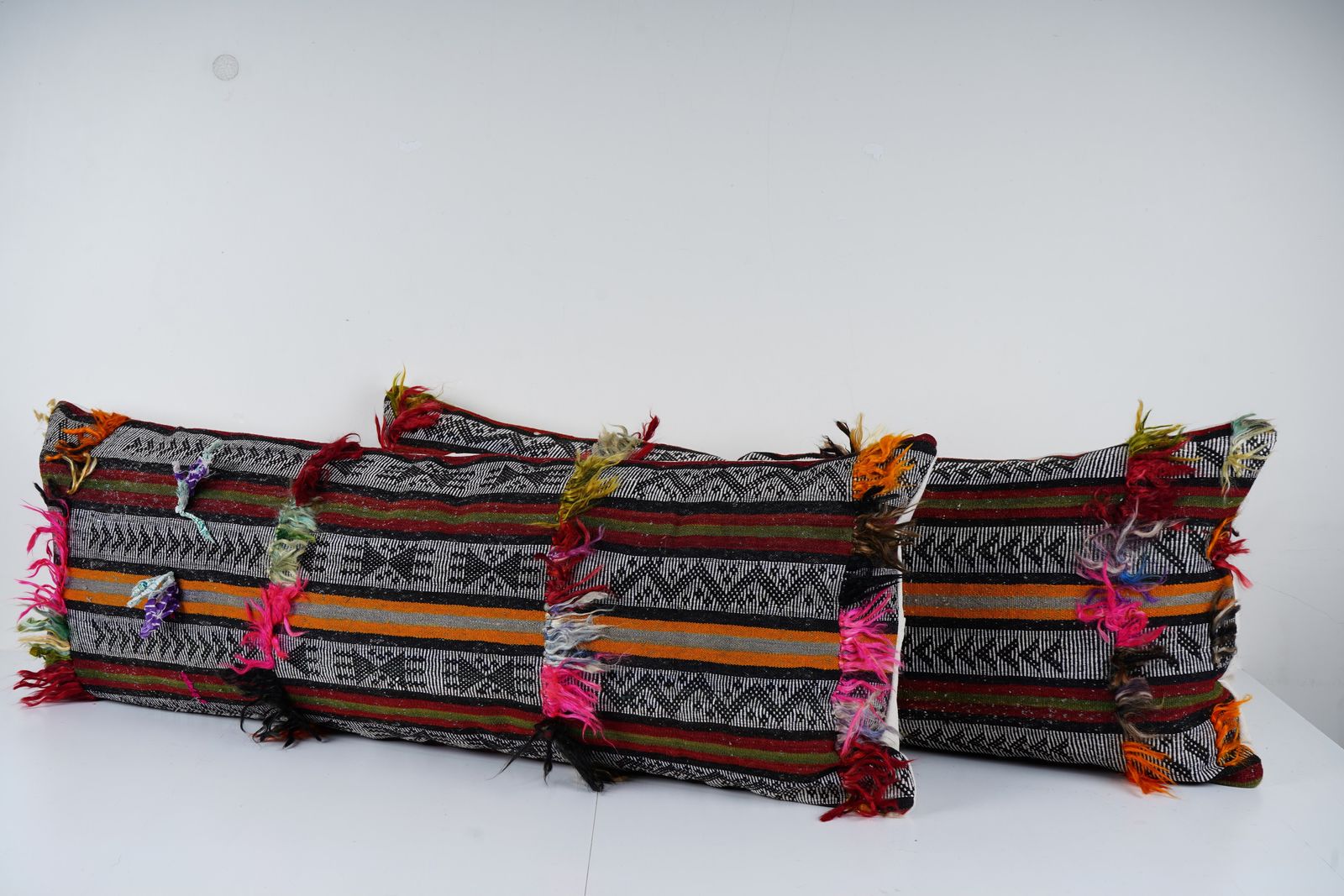 Turkish Rug Pillow Covers (Set Of 2)   Kilim Lumbar Cushions photo for sale