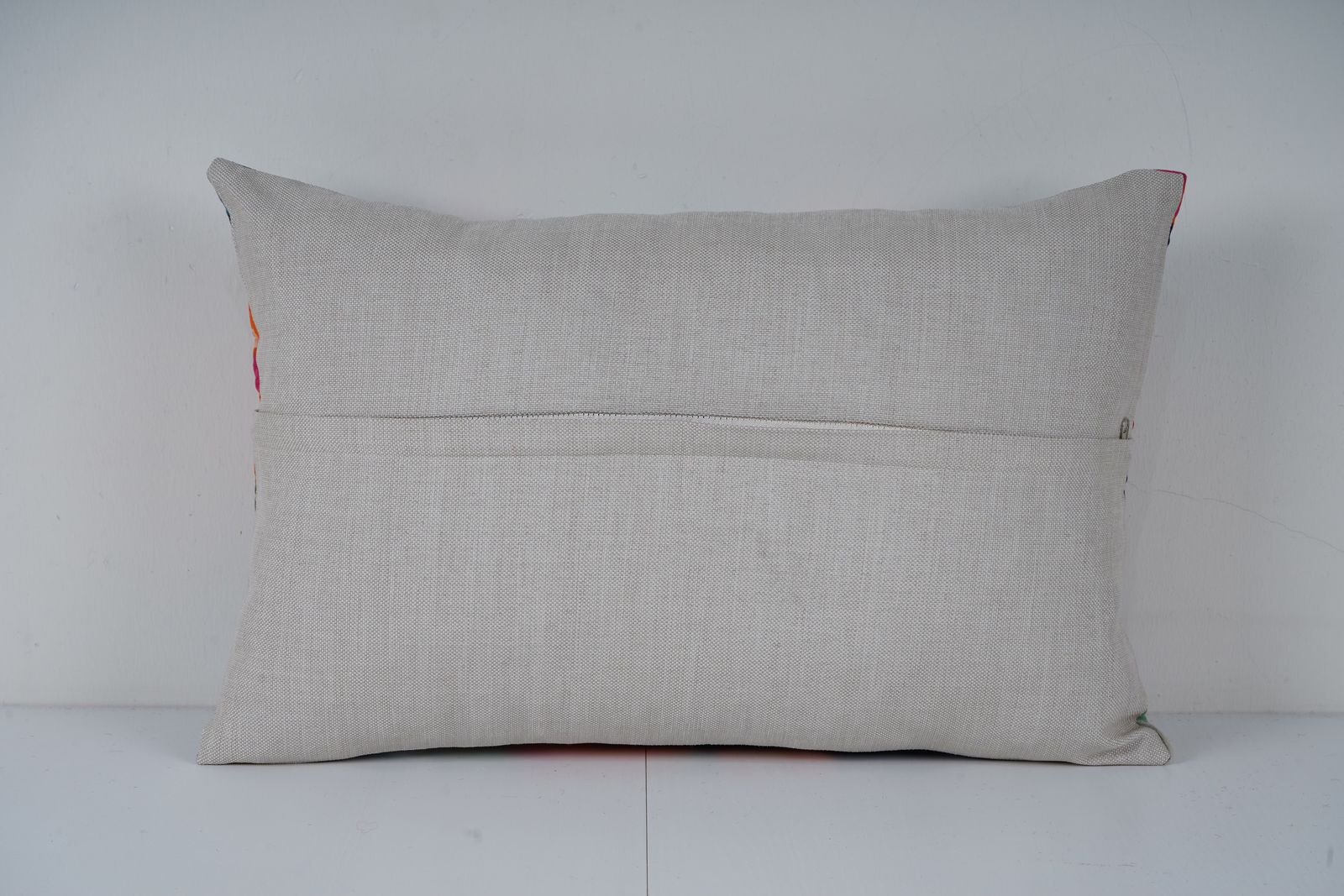 Old Uzbek Trade Cloth Pillow, Vintage Floral Roller Print Lumbar Cushion Cover On Cotton photo for sale