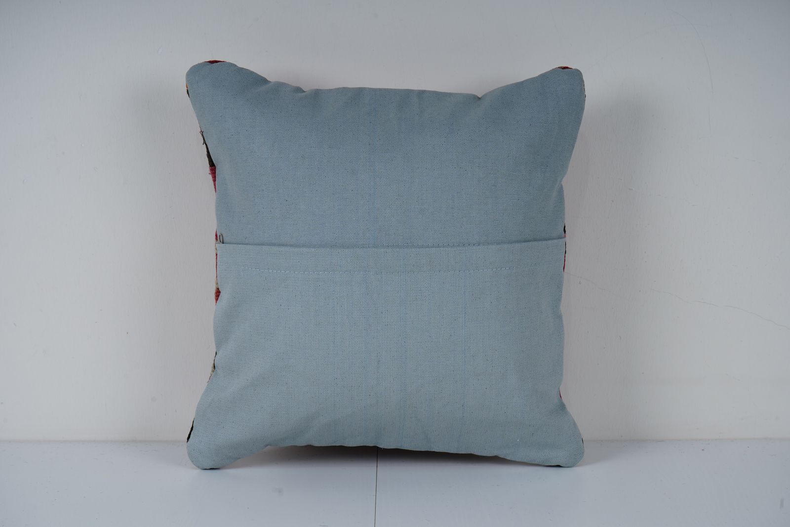 Turkish Kilim Square Pillow Cover, Boho Tribal Geometric Handmade Cushion photo furniture