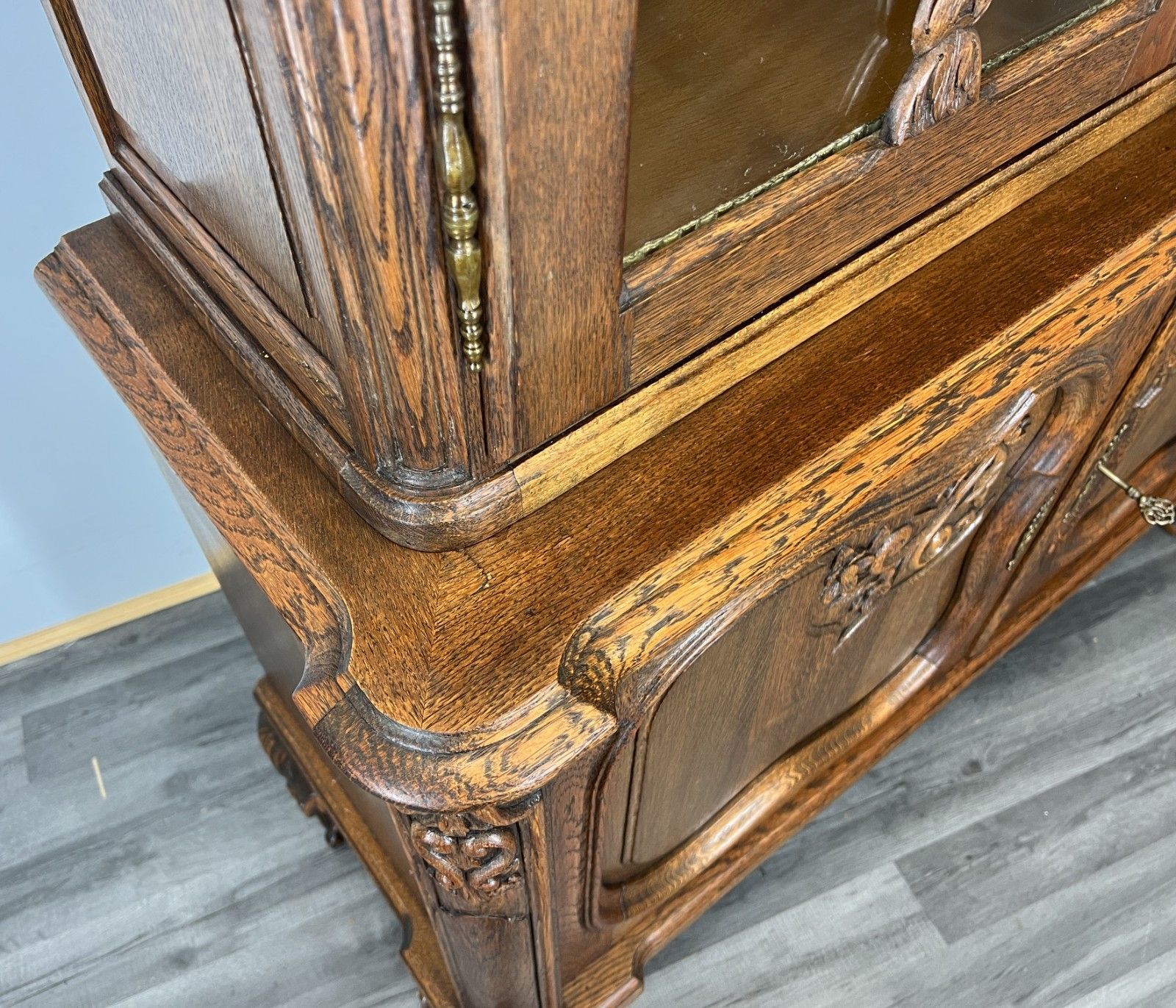 Bookcase Vintage French Louis XIV Style Oak Display Cabinet Sideboard Lot 4476 photo buy