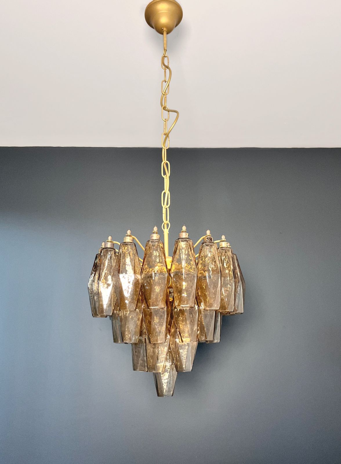 photo buy Elegant Murano Poliedri Chandelier   Carlo Scarpa Design   Smoked Glasses