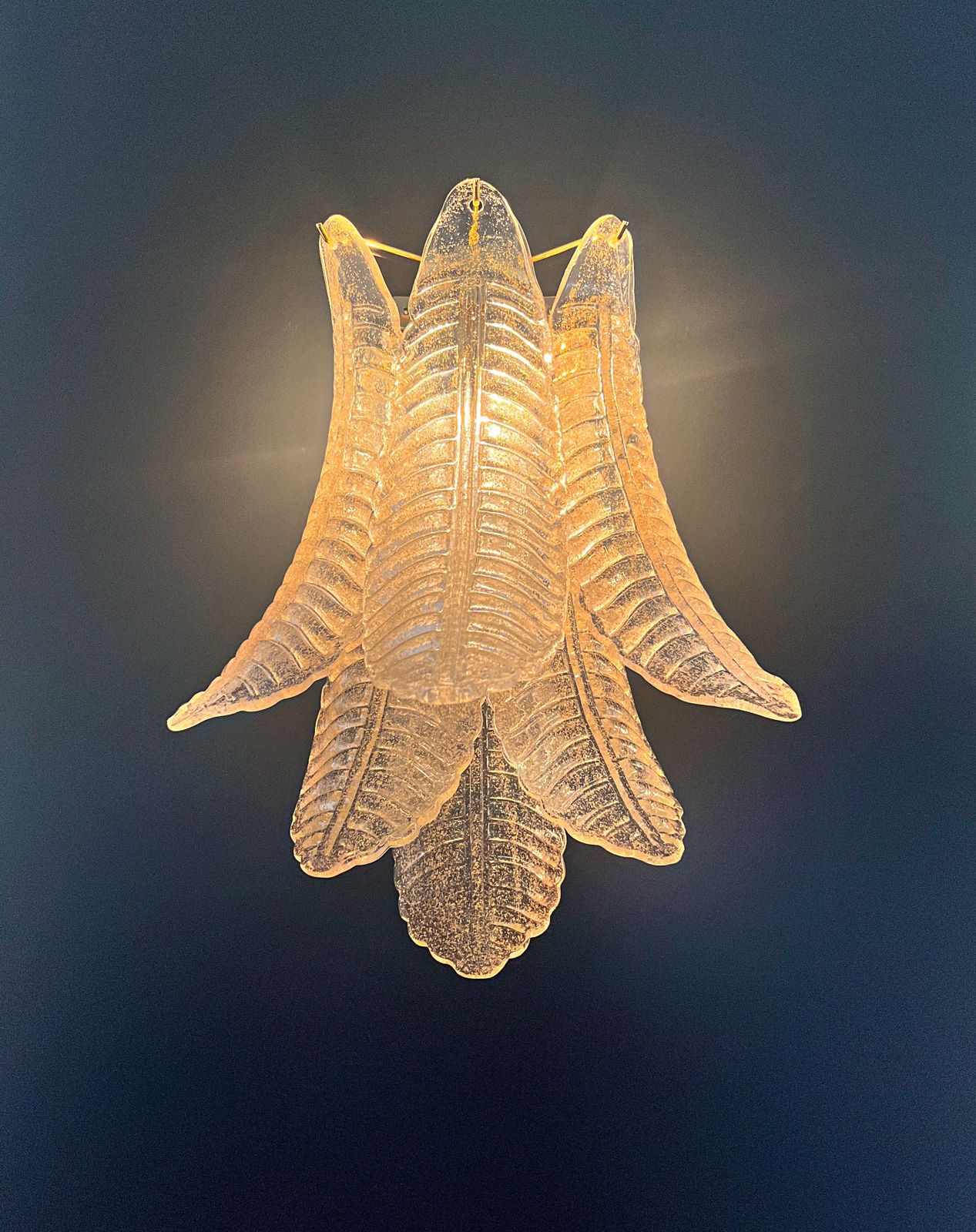 Pair Of Vintage Murano Felci Wall Sconces – Gold Glass Petals photo buy