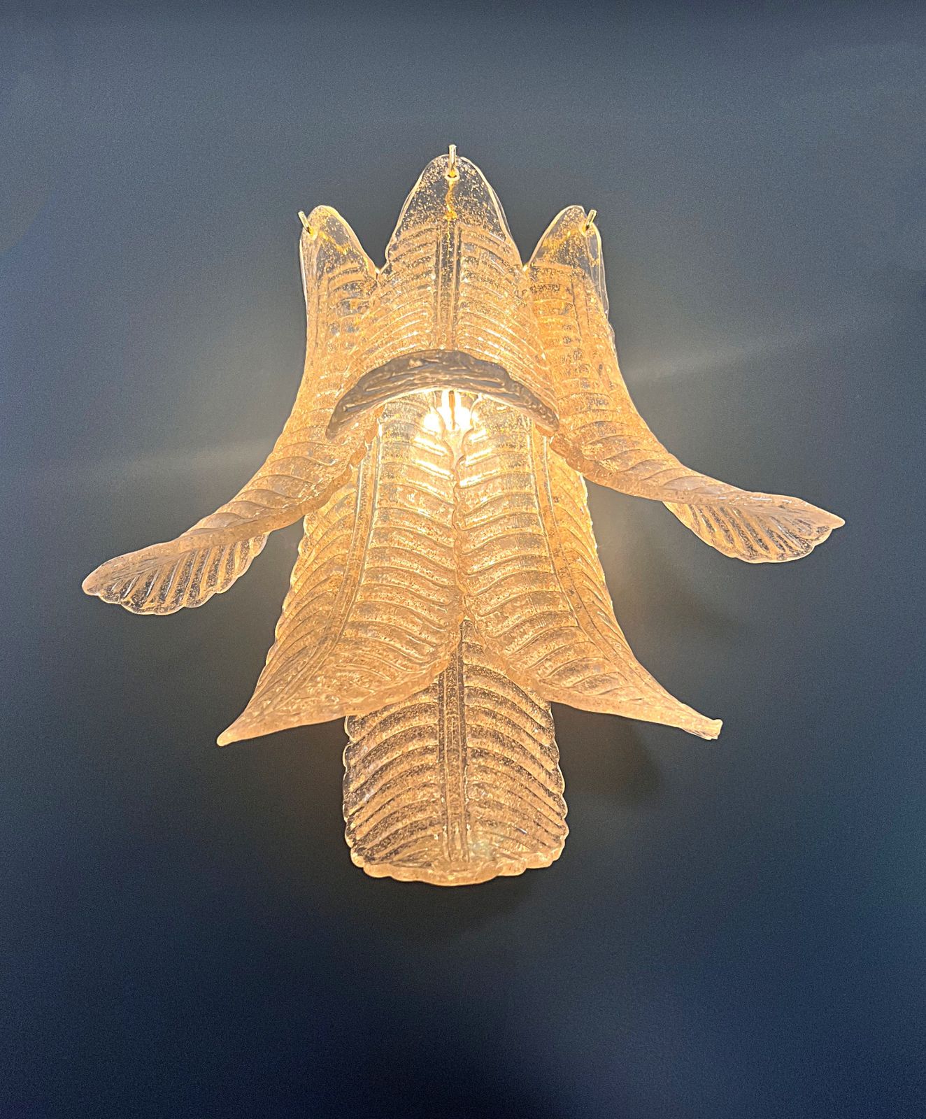 Lighting Pair Of Vintage Murano Felci Wall Sconces – Gold Glass Petals photo