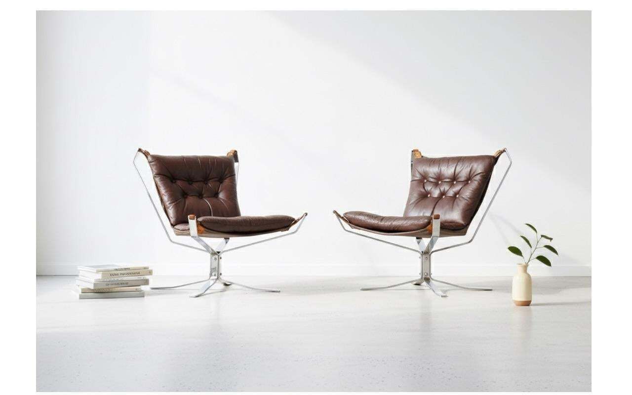Pair Of 'Superstar' Leather Armchairs With Steel Frame, 1970s photo furniture