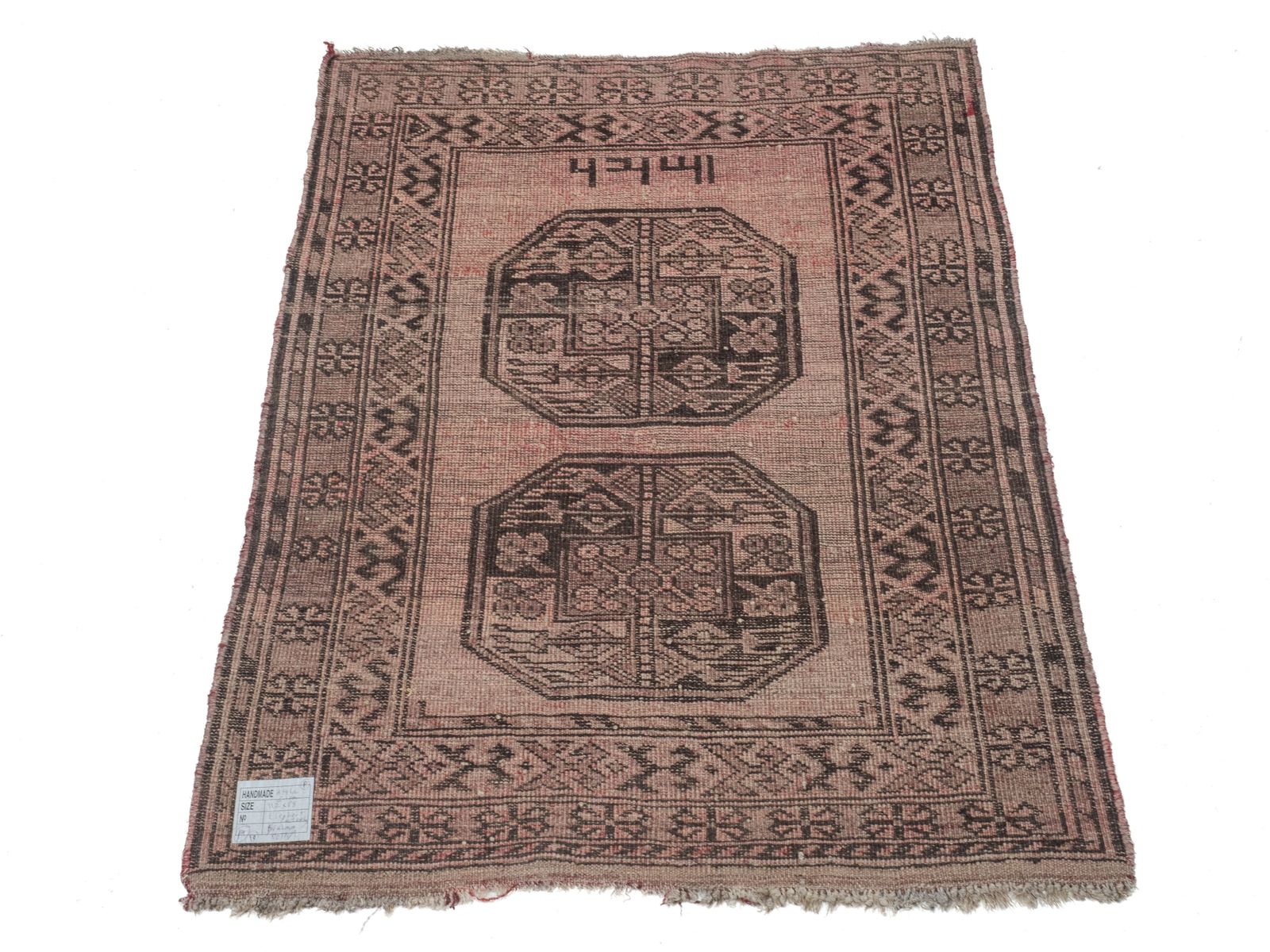 photo furniture Antique Afghan Aqcha Wool Rug, Dated 1347 Ah (Circa 1928) – Soft Faded Patina, 3'11' X 2'11"
