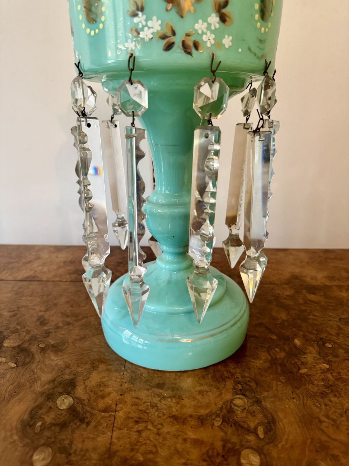Pretty Quality Large Victorian Turquoise Glass Lustre photo buy
