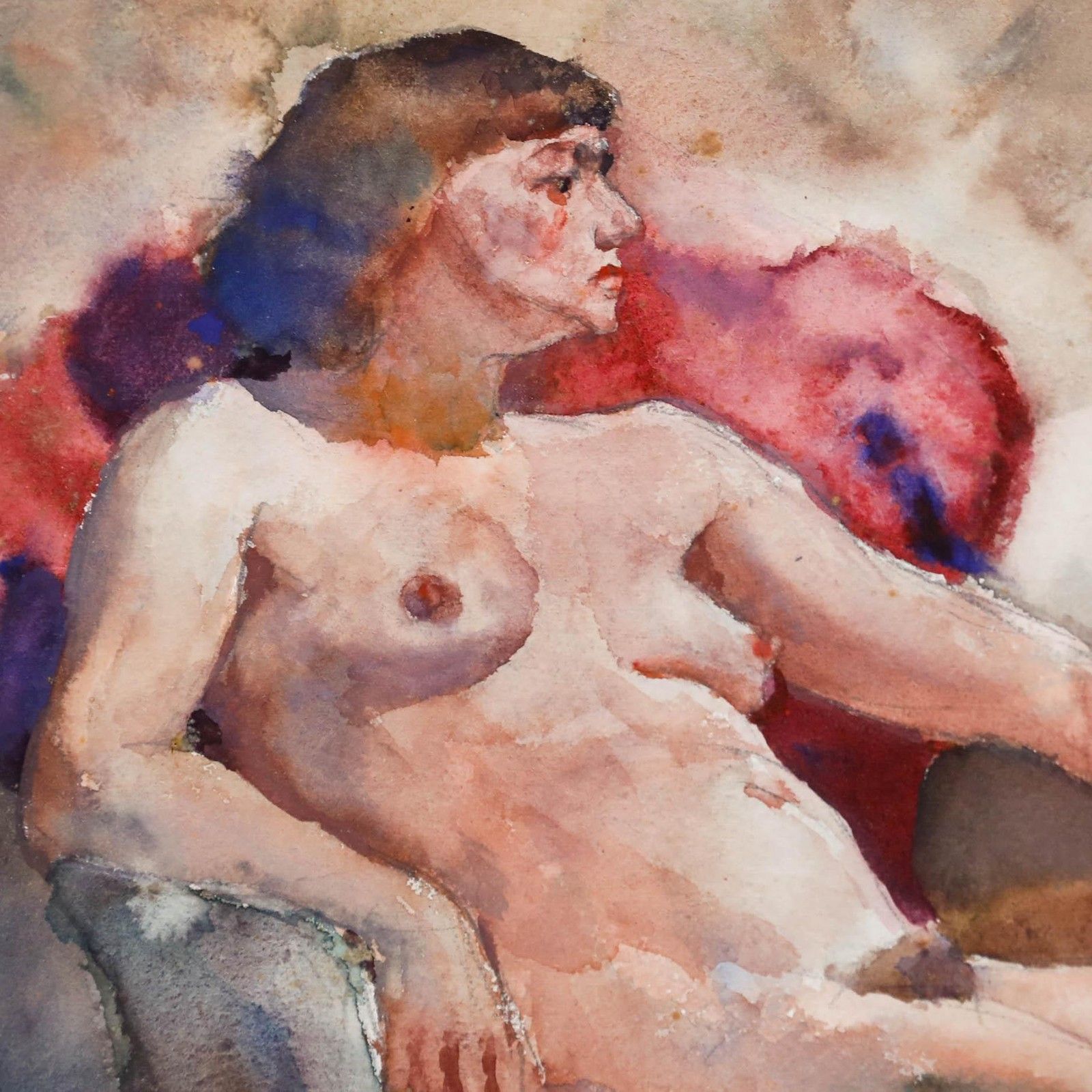 Jacob Dooijewaard (1876 1969) Framed 1935 Watercolour, Nude In An Armchair photo Art