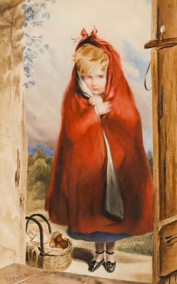 Paul Falconer Poole Ra (1807 1879) 1861 Watercolour, Little Red Riding Hood photo furniture