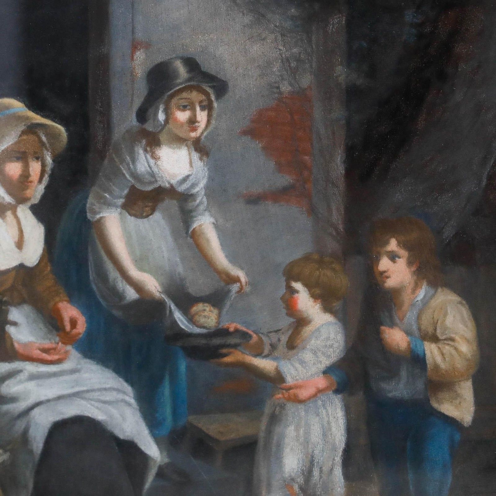 Follower Of Francis Wheatley Ra Framed 19th Century Pastel, Buying Bread photo Art