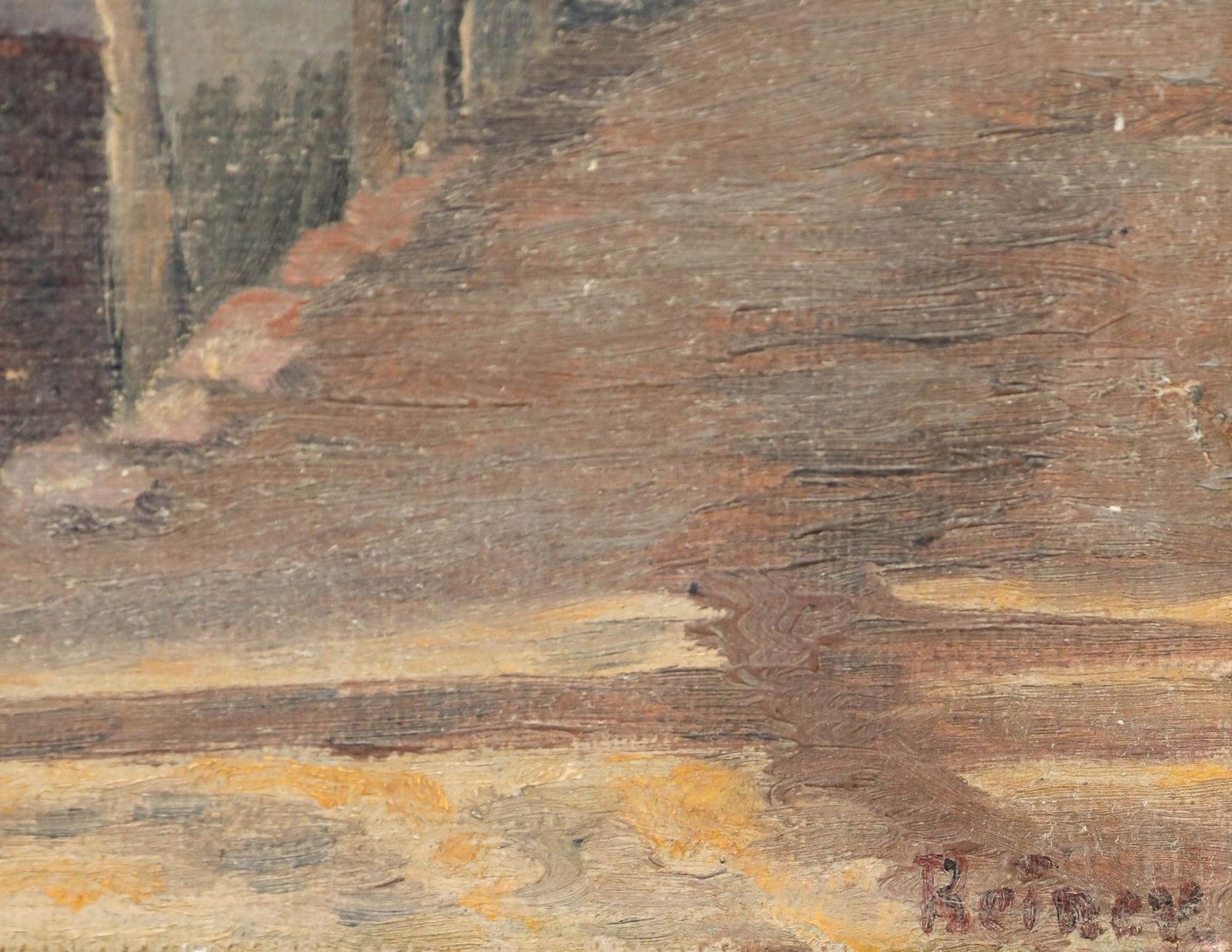 Reineu French School 1940 Oil, Village Street photo vinterior