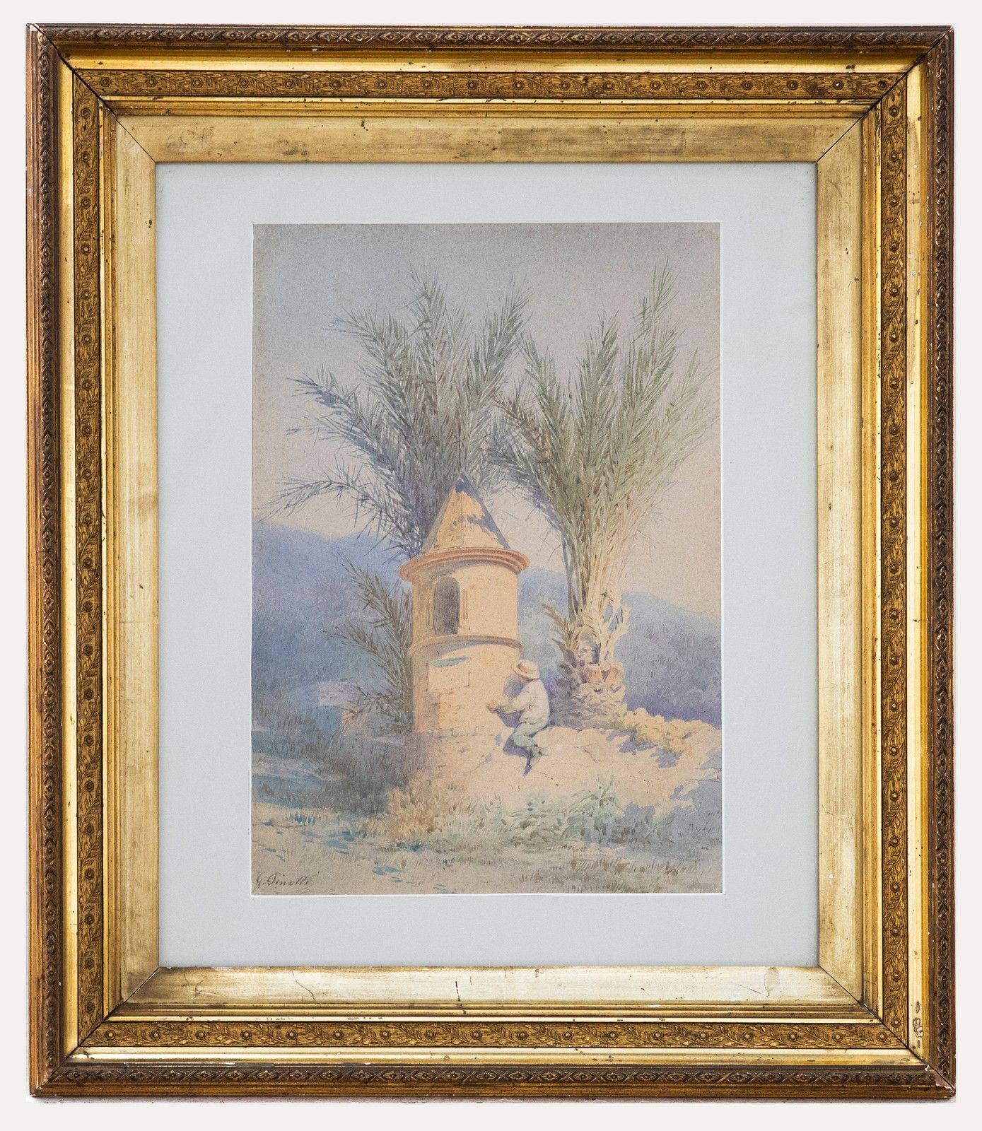 Giovanni Pinotti Framed Late 19th Century Watercolour, Climbing The Wall
