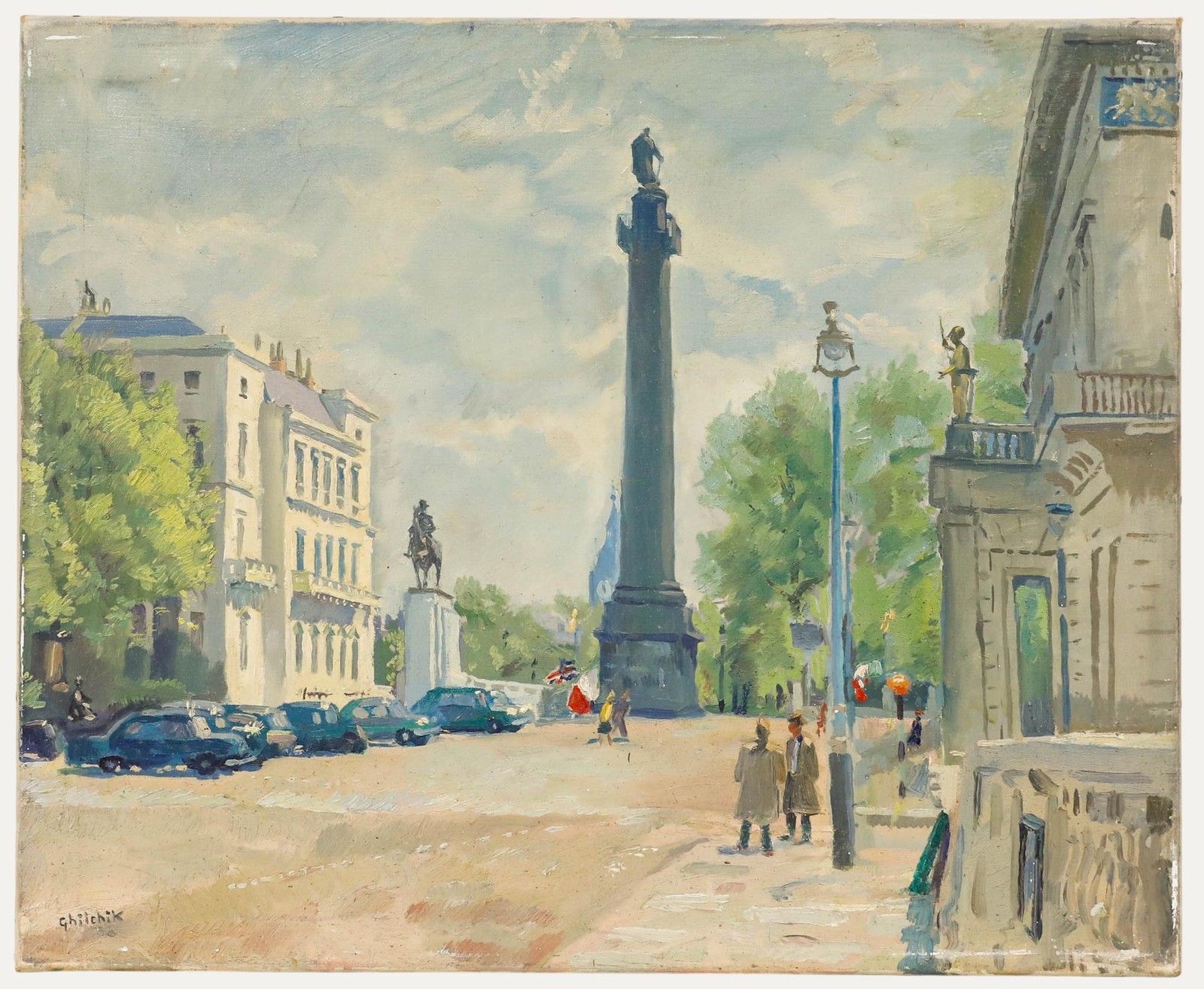 David Ghilchik (1892 1974) Mid 20th Century Oil, Duke Of York Monument