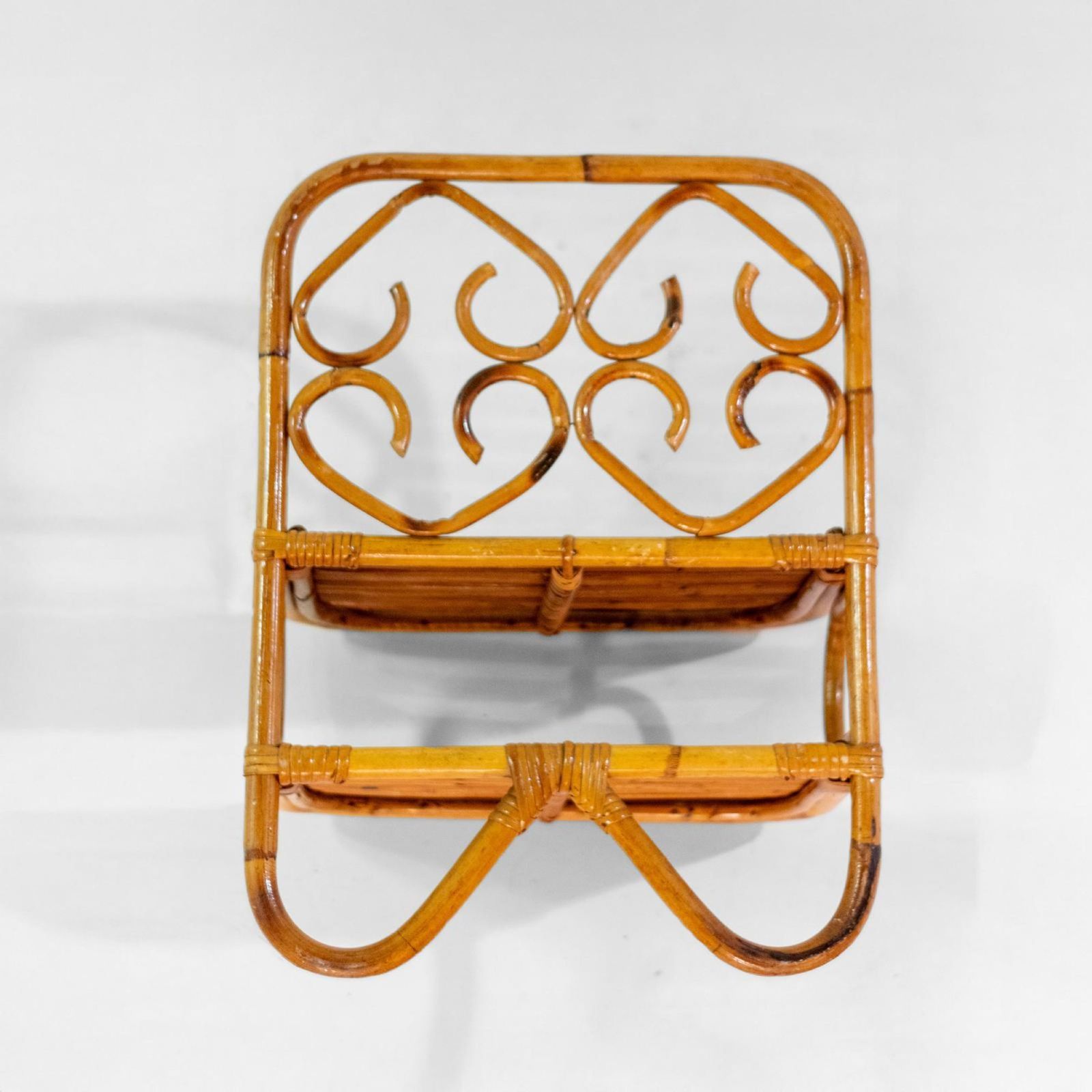 Mid Century Italian Small Bamboo And Rattan Bookcase, 1960s