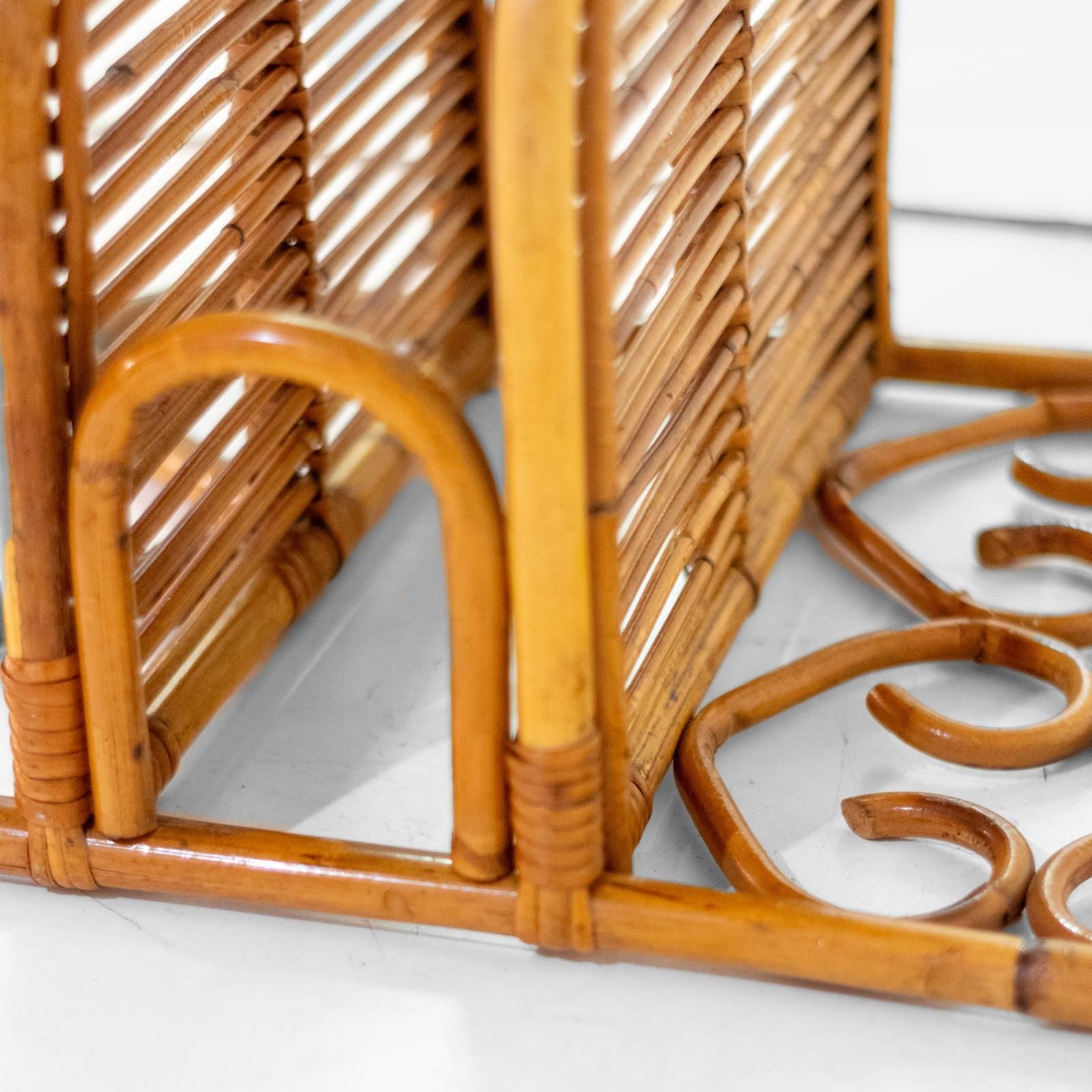 Mid Century Italian Small Bamboo And Rattan Bookcase, 1960s photo vintage