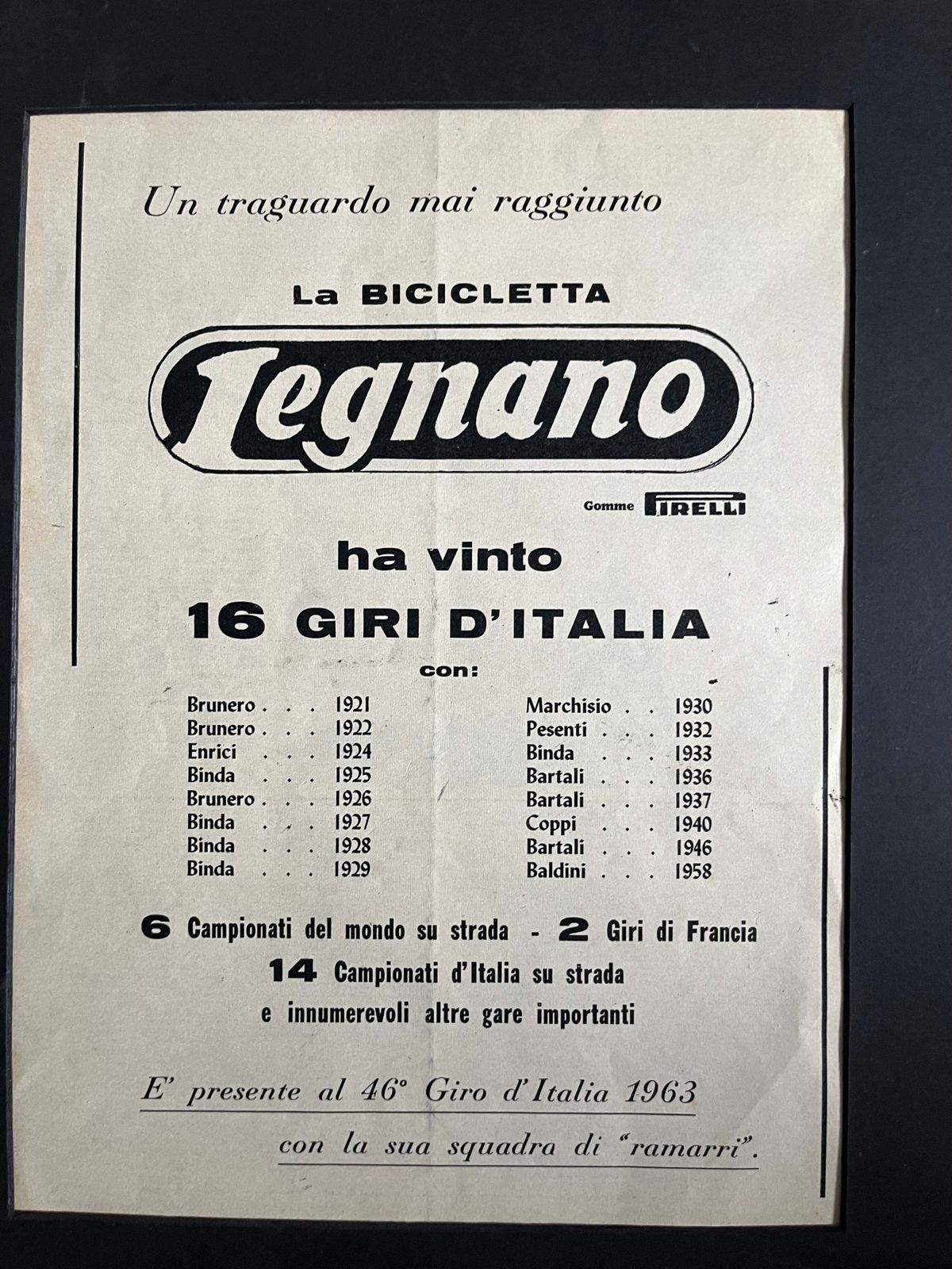 Giro D'italia Legnano Magazine Original Artwork 1963 photo for sale