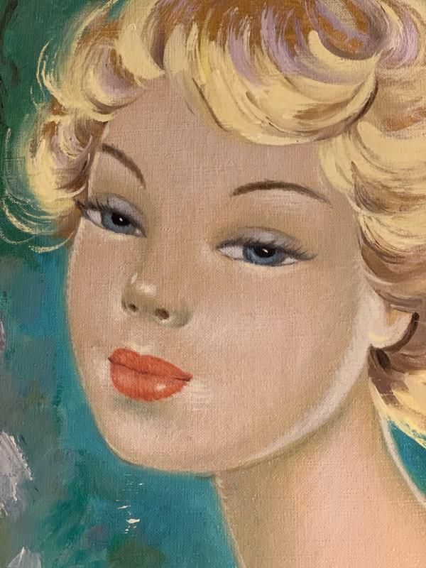 Lucia Longi, Portret Van Een Jonge Vrouw, Olieverf Op Doek, Ca. Jaren 1950 photo Kunst